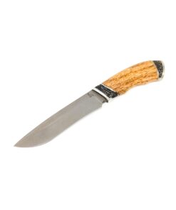 SLON & Co. Bulat - Jagdmesser - Schmelzdamast/Wootz-Stahl/Bulatstahl - stab. Maserbirke- HRC-62 #08