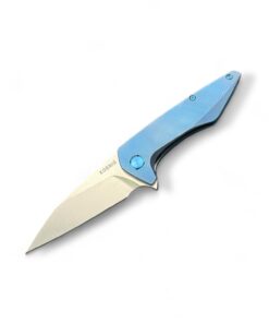 KOENIG KNIVES MINI GOBLIN - BLUE SEA PATTERN - BURNISHED W/ POLISHED FLATS M390 BLADE / Flipper