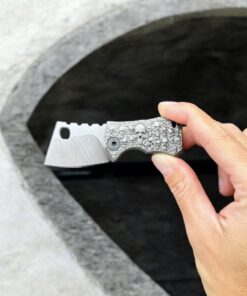 Alternative view of Midgards-Messer Shorty 3 D titanium printed slip joint “double crane force” D2 satin finish