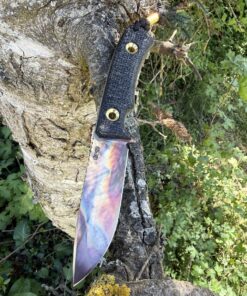 Alternative view of TRC Knives | POLHEIM | Post Apocalyptic /Magnacut - Black Burlap micarta - Kydex