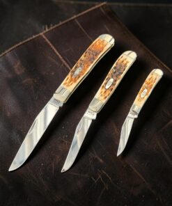 Alternative view of CASE KNIVES | Trapper Sammlerset mit Holzvitrine | Amber Bone - xx/100