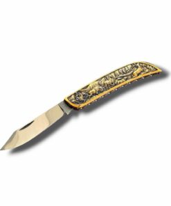 TFG | K.M.A MASTER WORK Hunt Gold | Hand-finished guilloché – slipjoint N690 semi-mirror polish – engraved handle